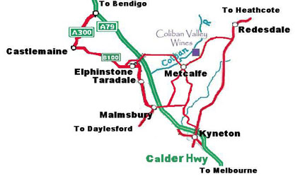 Map of how to get to the Coliban Valley Wines Vineyard